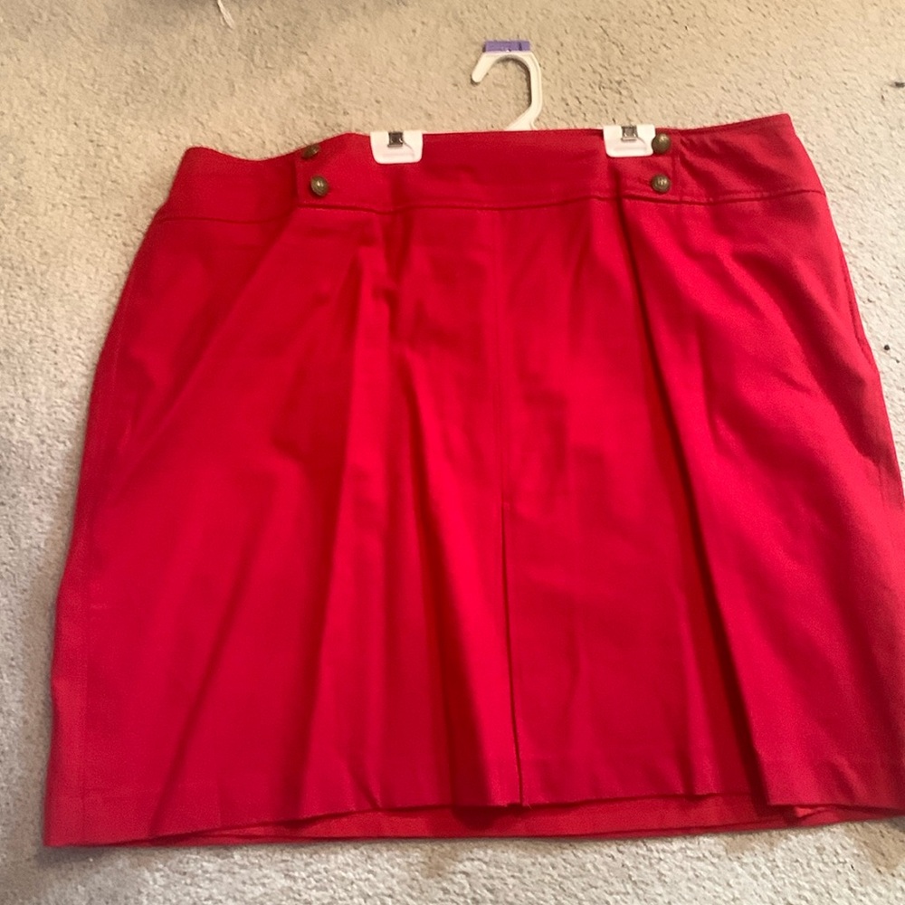 Cute lined red Talbots skirt with decorative buttons